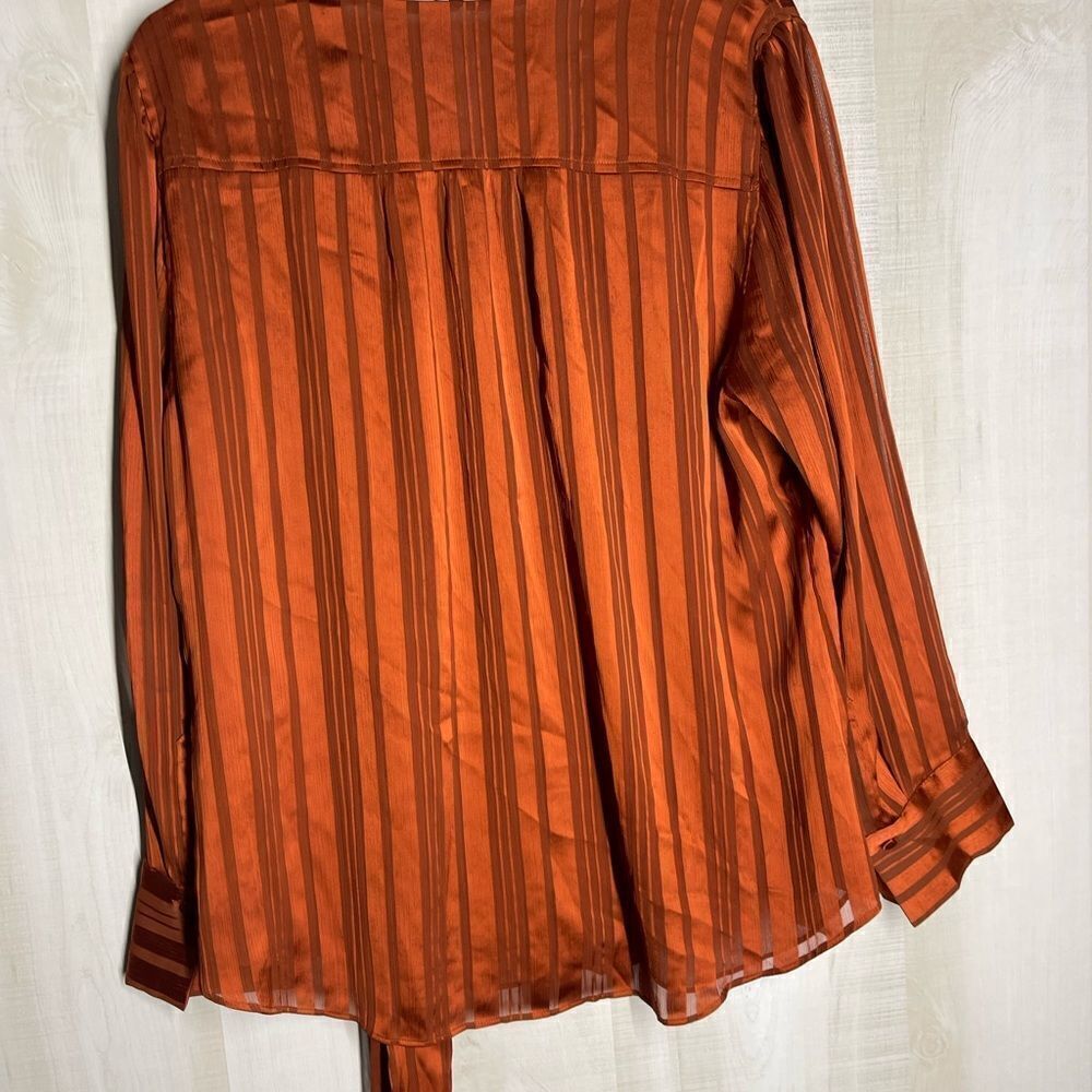 Chico’s Rust Color Blouse Button Front With Scarf… - image 6